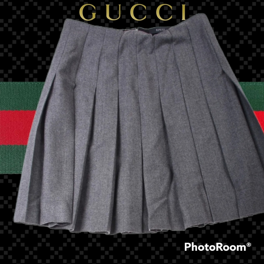 Gucci pleated skirt 48 high mid wool cashmere high waist